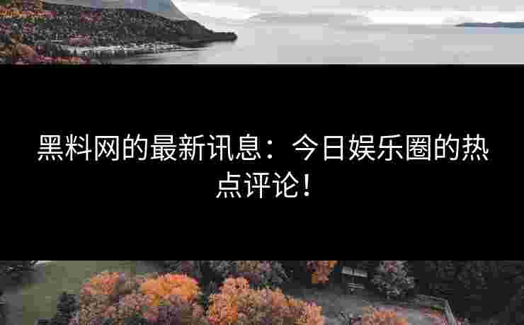 黑料网的最新讯息：今日娱乐圈的热点评论！