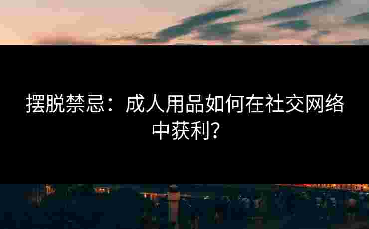 摆脱禁忌：成人用品如何在社交网络中获利？